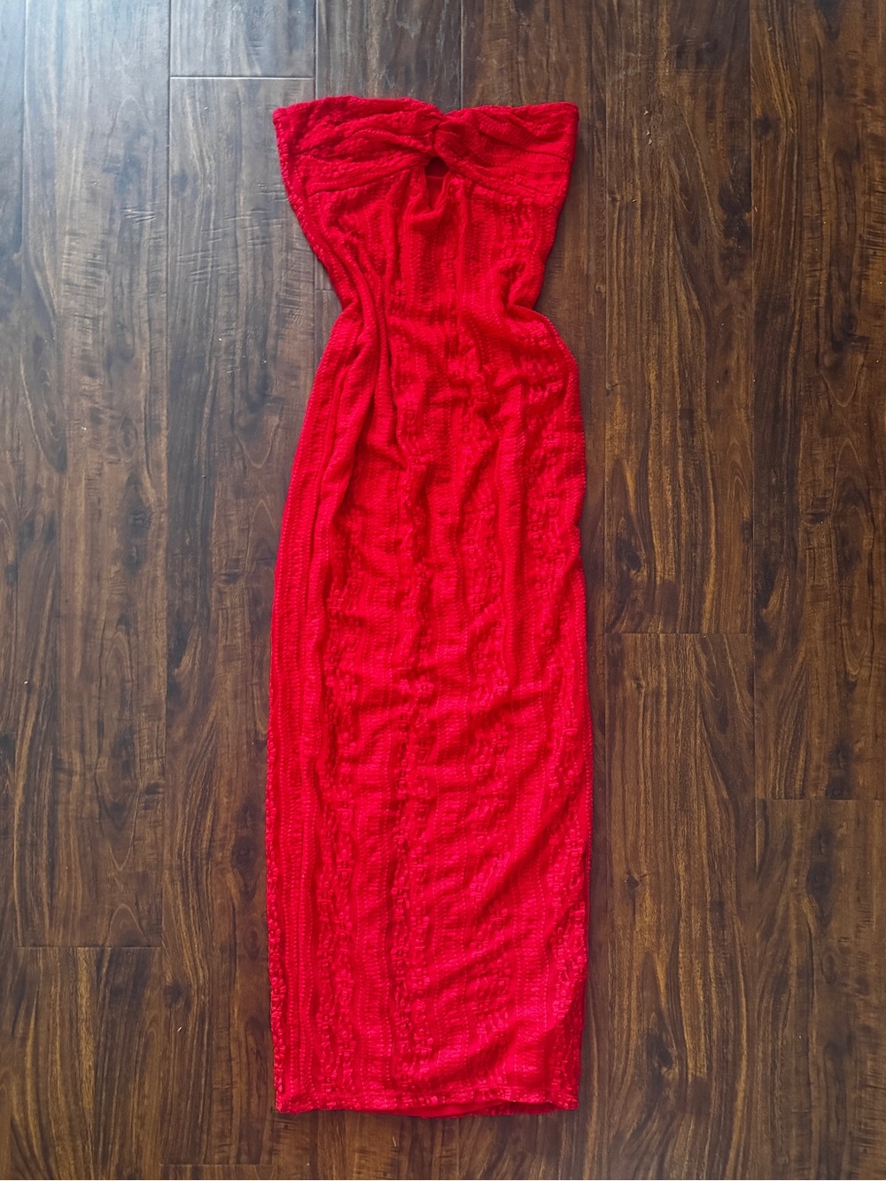 NWT Strapless Red Lace Keyhole Maxi Tube Dress